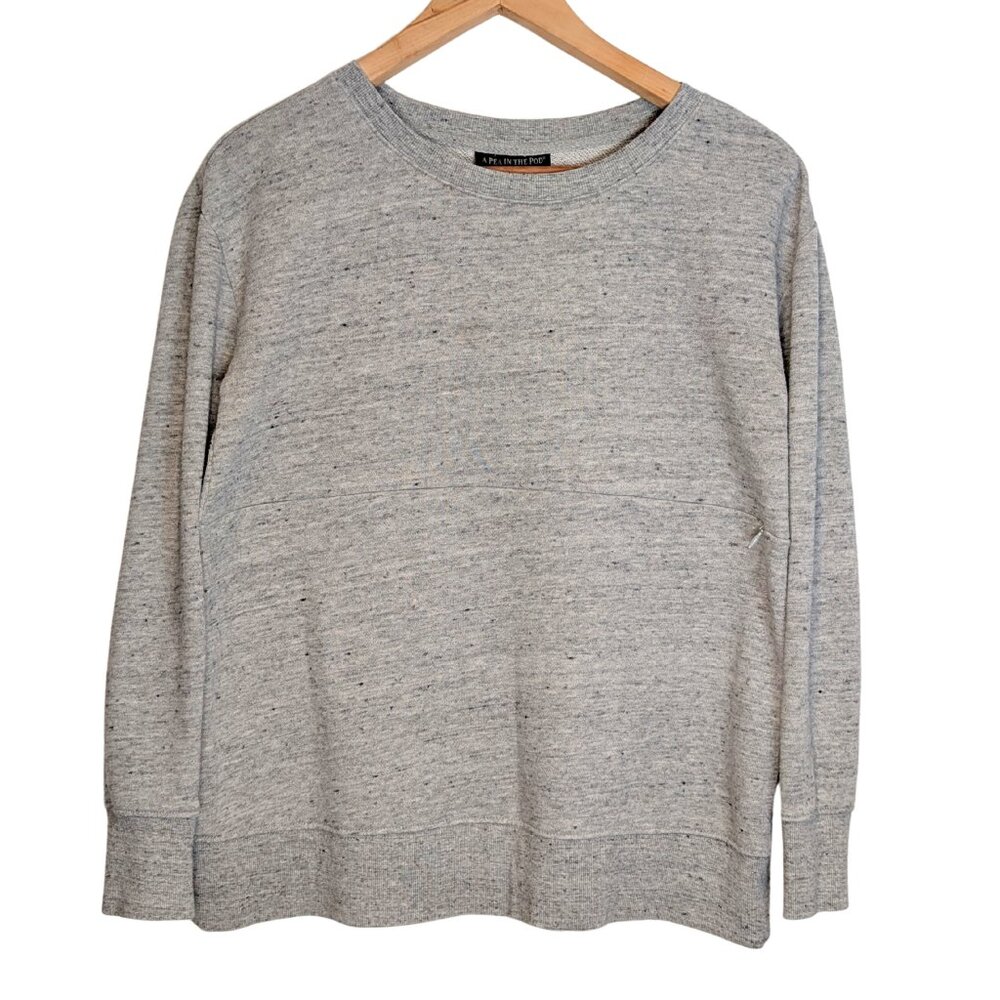 A Pea In The Pod Women's Small Nursing Sweater Crewneck  Pullover Light Gray